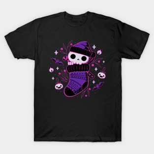 Creepy Cute Christmas Stocking Skull T-Shirt